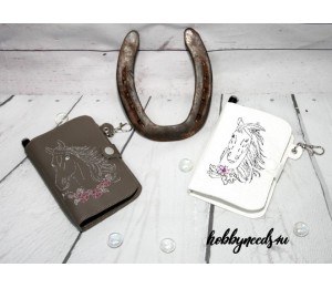 Stickdserie - Blumen Pferde Line Art